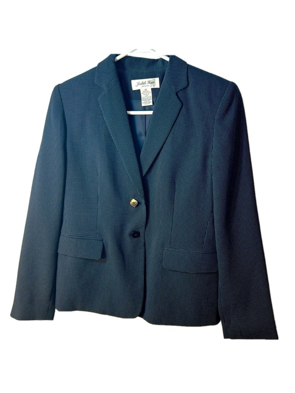Judith Hart navy polkadot size 4 petite career Blazer